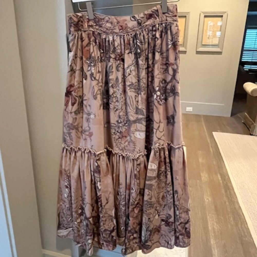 Christian Dior pink cotton floral skirt.